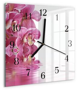 Skleněné hodiny na stěnu Orchidej zskc-30x30-00173557