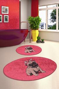 L´essentiel Maison Koupelnová předložka, Set 2 ks Pink Pug, Vícebarevná