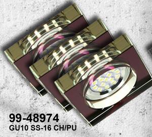 Candellux A SET OF THREE LUMINAIRES SS-16 CH/PU 3X3W GU10 LED WITH BULB LED Chrome SQUARE GLASS VIOLET