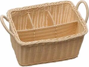 Košík na příbory APS Economic 26x18 cm, 4 přihrádky, světlý
