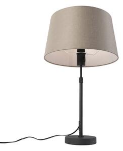 Stolní lampa černá s lněným stínidlem taupe nastavitelná 35 cm - Parte