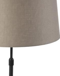 Stolní lampa černá s lněným stínidlem taupe nastavitelná 35 cm - Parte