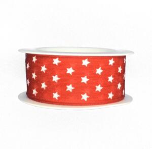 Stuha vánoční bavlněná TINY STARS červená 25mm x 2m