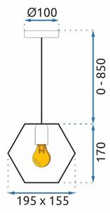 Toolight, závěsné svítidlo 1xE27 APP1131-1CP, černá-zlatá, OSW-40003