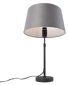 Stolní lampa černá s lněným odstínem šedá 35 cm nastavitelná - Parte