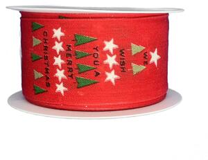 Vánoční stuha červená MERRY CHRISTMAS 40mm x 2m (9,50 Kč/m)