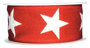 Vánoční stuha ADVENT STAR červená 25 mm x 3 m (6,60 Kč/m)