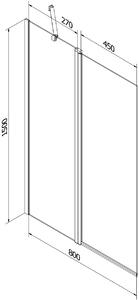 MEXEN - Flip zástěna vanová, 1-křídlo, 80 x 150 cm - transparentní, chrom - 894-080-101-01-00