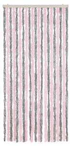 Závěs proti hmyzu stříbrošedý a růžový 90 x 200 cm žinylka