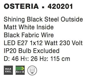 Nova Luce Stylové závěsné svítidlo Osteria ve třech barevných provedeních - 1 x 60 W, pr. 460 mm, černá NV 420201