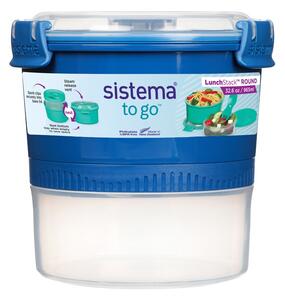 Sistema TO GO Lunchstack Krabička na svačinu + miska, vidlička, 965 ml, modrá