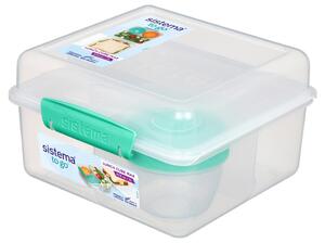 Sistema Dělený svačinový box To Go Lunch Cube Max s nádobou na jogurt s dvojitým víčkem 2 l, zelená