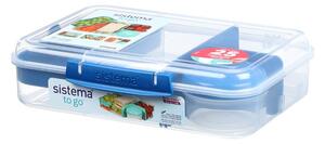 Sistema Dělený svačinový box To Go Bento Create s nádobou na jogurt a miskou 1,48 l, modrá