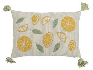 Dekorativní polštář s výšivkou Lemon Yellow 35 × 50 cm