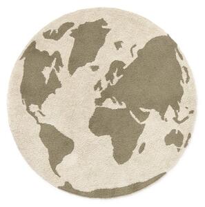 Zelený/krémový pratelný/ručně tkaný bavlněný dětský koberec ø120 cm World Map – Lorena Canals