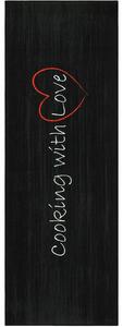 Breno Kusový koberec LUNA 102/black – Cooking with Love, 60x180 cm, Černá/Vícebarevné