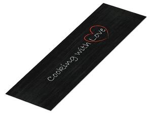 Breno Kusový koberec LUNA 102/black – Cooking with Love, 60x180 cm, Černá/Vícebarevné