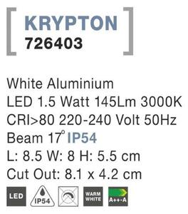 Nova Luce Vestavné venkovní svítidlo KRYPTON - 1,5 W, 145 lm, 55x80x85 mm, bílá NV 726403