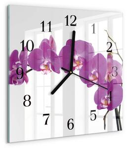 Skleněné hodiny na stěnu Orchidej zskc-30x30-00173821