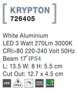 Nova Luce Vestavné venkovní svítidlo KRYPTON - 3 W, 270 lm, 55x80x135 mm, bílá NV 726405