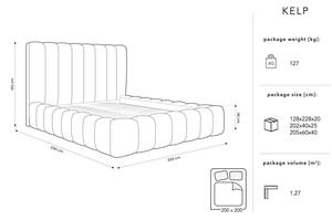 Béžová čalouněná dvoulůžková postel s úložným prostorem s roštem 200x200 cm Kelp – Micadoni Home