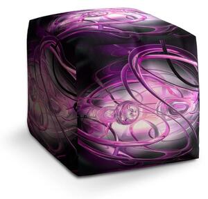 Sablio Taburet Cube Fialová abstrakce - 40x40x40 cm