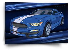 Sablio Obraz Mustang Modré pozadí s pruhy - 60x40 cm