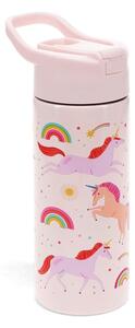 Světle růžová nerezová dětská lahev 500 ml Unicorn – Rex London