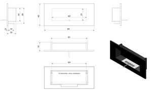 Kratki DELTA2/CZARNY/TUV - Vestavěný BIO DELTA2 krb 40x90 cm 2kW černá