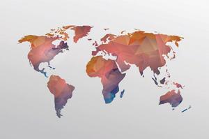 Tapeta mapa světa v odstínech oranžové
