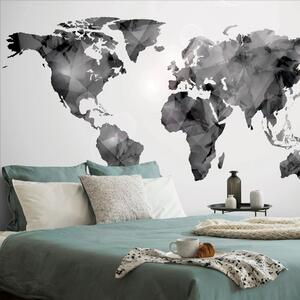 Tapeta polygonální mapa světa v černobílém