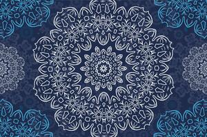 Samolepící tapeta modrá Mandala s abstraktním vzorem