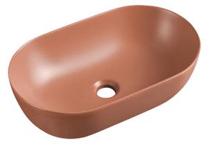 UPTrend Oválné keramické umyvadlo na desku SPARROW TR41385‑U30, iron red mat