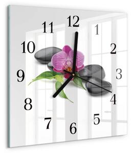 Skleněné hodiny na stěnu Orchidej zskc-30x30-00174186