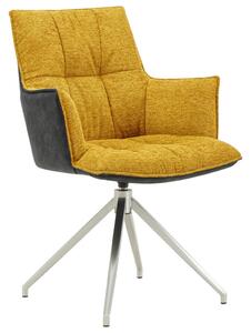 ŽIDLE S PODRUČKAMI, nerezová ocel, mikrovlákno, vzhled lnu, antracitová, žlutá Novel - Jídelní židle