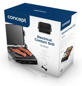 Concept ge3600 - Kontaktní gril s teplotní sondou GLASS 2000W/230V černá