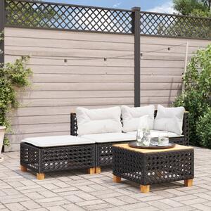 Zahradní stolička s poduškou černá 63,5 x 56 x 32 cm polyratan