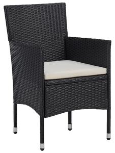 3dílný zahradní bistro set polyratan a masivní dřevo černý