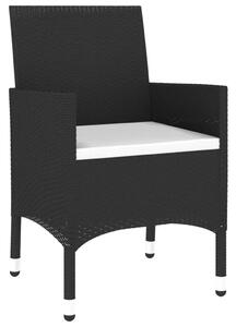 3dílný zahradní bistro set polyratan a tvrzené sklo černý
