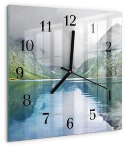 Skleněné hodiny na stěnu Horské jezero zskc-30x30-00174377