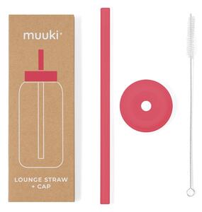 Silikonové brčko s čistícím kartáčkem/s víčkem Watermelon High – Muuki