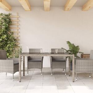 Zahradní stůl se skleněnou deskou šedý 150x90x75 cm polyratan
