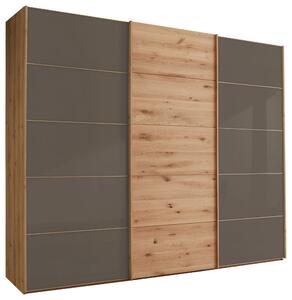 SKŘÍŇ S POSUVNÝMI DVEŘMI, dub, tmavě hnědá, dub bianco, 300/217/67 cm Linea Natura - Šatní skříně