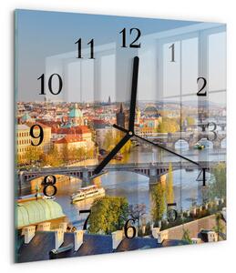 Skleněné hodiny na stěnu město Praha zskc-30x30-00174518