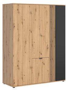 Šatní skříň Vabres SZF4D, dub artisan/černá