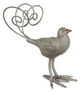 Zelená antik kovová dekorativní figurka ptáček - 17*10*20 cm