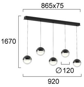 LED Lustr na lanku ZIREA LED/30W/230V černá