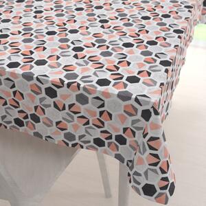 Biante Dekorační obdélníkový ubrus Leona LN-031 Lososovo-šedé hexagony 50x100 cm