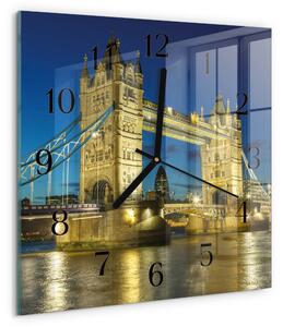 Skleněné hodiny na stěnu Londýnský most zskc-30x30-00174775
