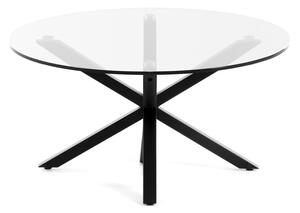 Černý kulatý konferenční stolek se skleněnou deskou ø 82 cm Argo – Kave Home